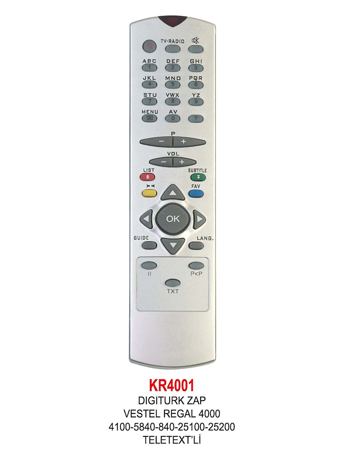REGAL 4000-4100-5840-840-25100-25200 TELETEXT’Lİ UYDU KUMANDA