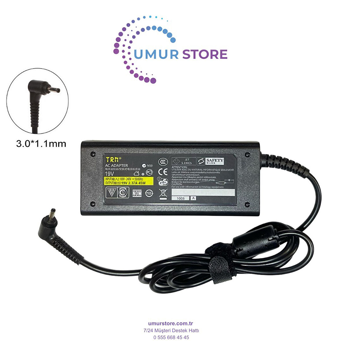 Acer A045R072P 3.0x1.1mm Notebook Adaptörü