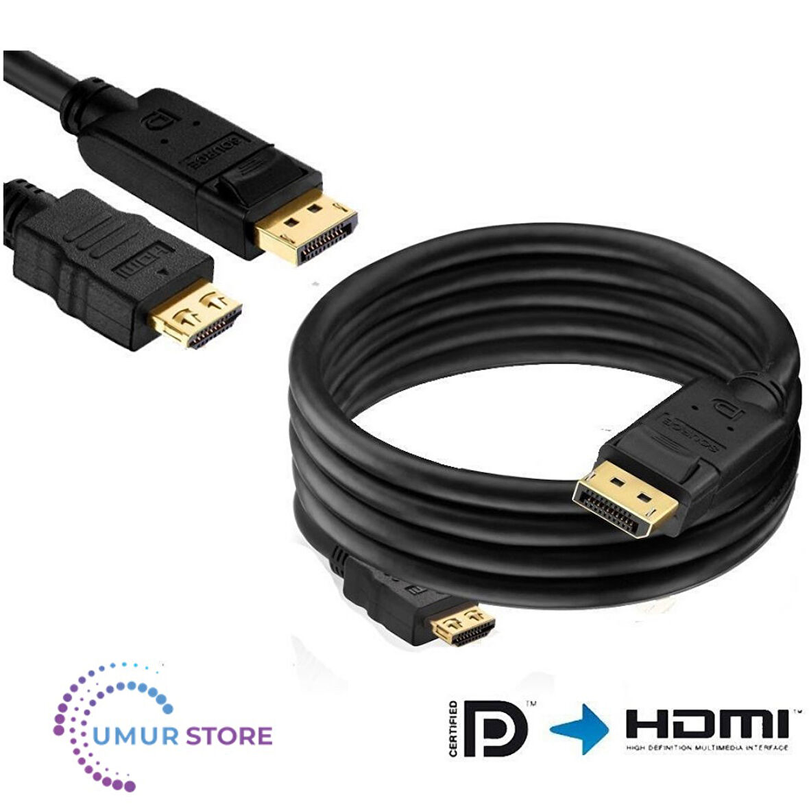 Displayport To HDMI Dönüştürücü Kablo 5 Metre