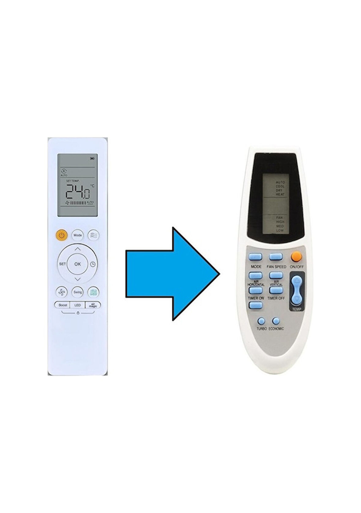 Midea İnverter Klima Kumandası-resimde Sağdaki Gönderilir