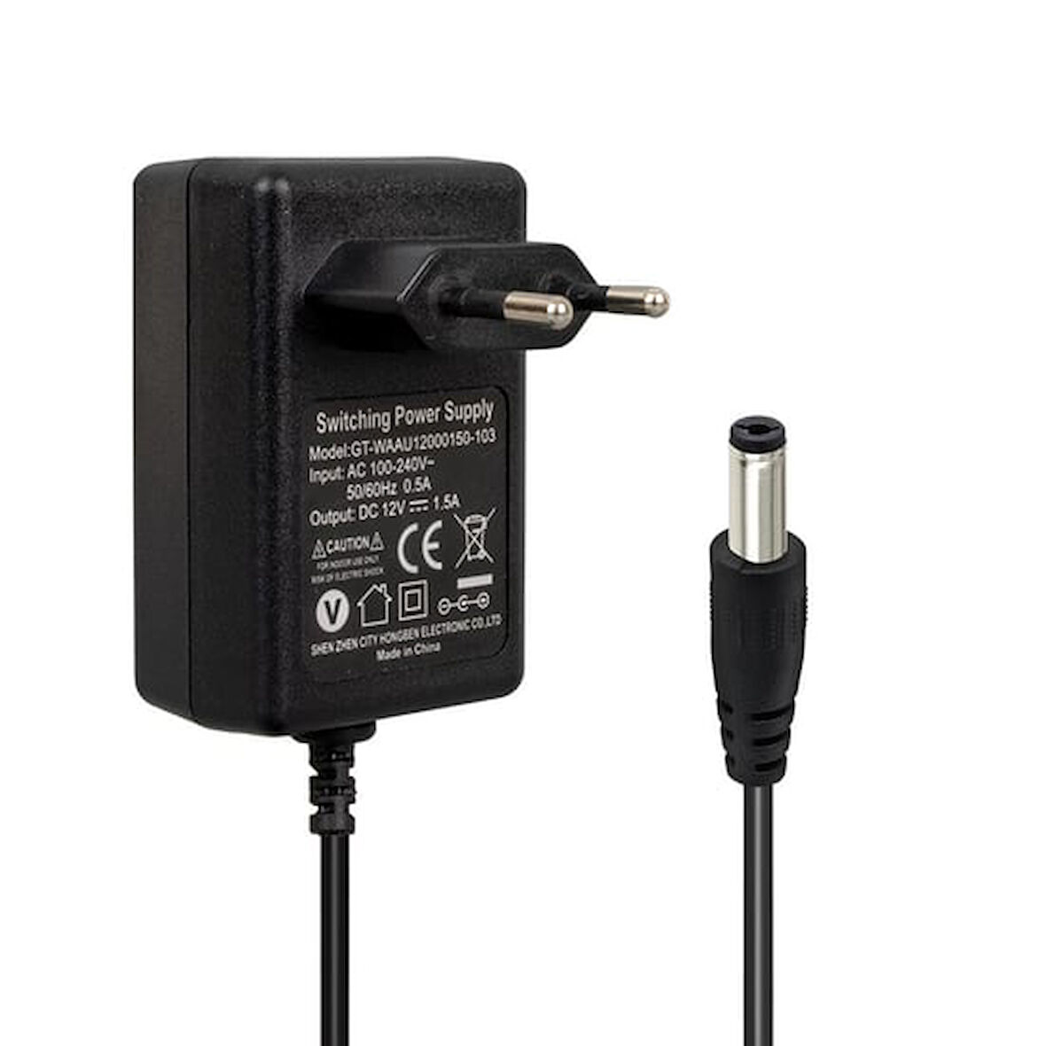 12Volt 1.5Amper 5.5X2.5mm Uçlu Plastik Kasa Priz Tipi Adaptör