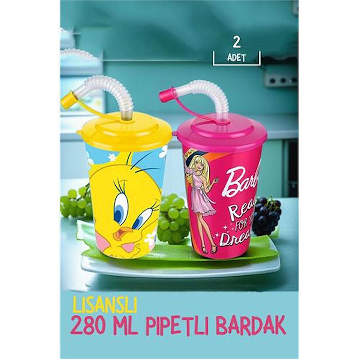 TransForMacion Barbie+Tweety Pipetli Bardak 2 li Set 719109