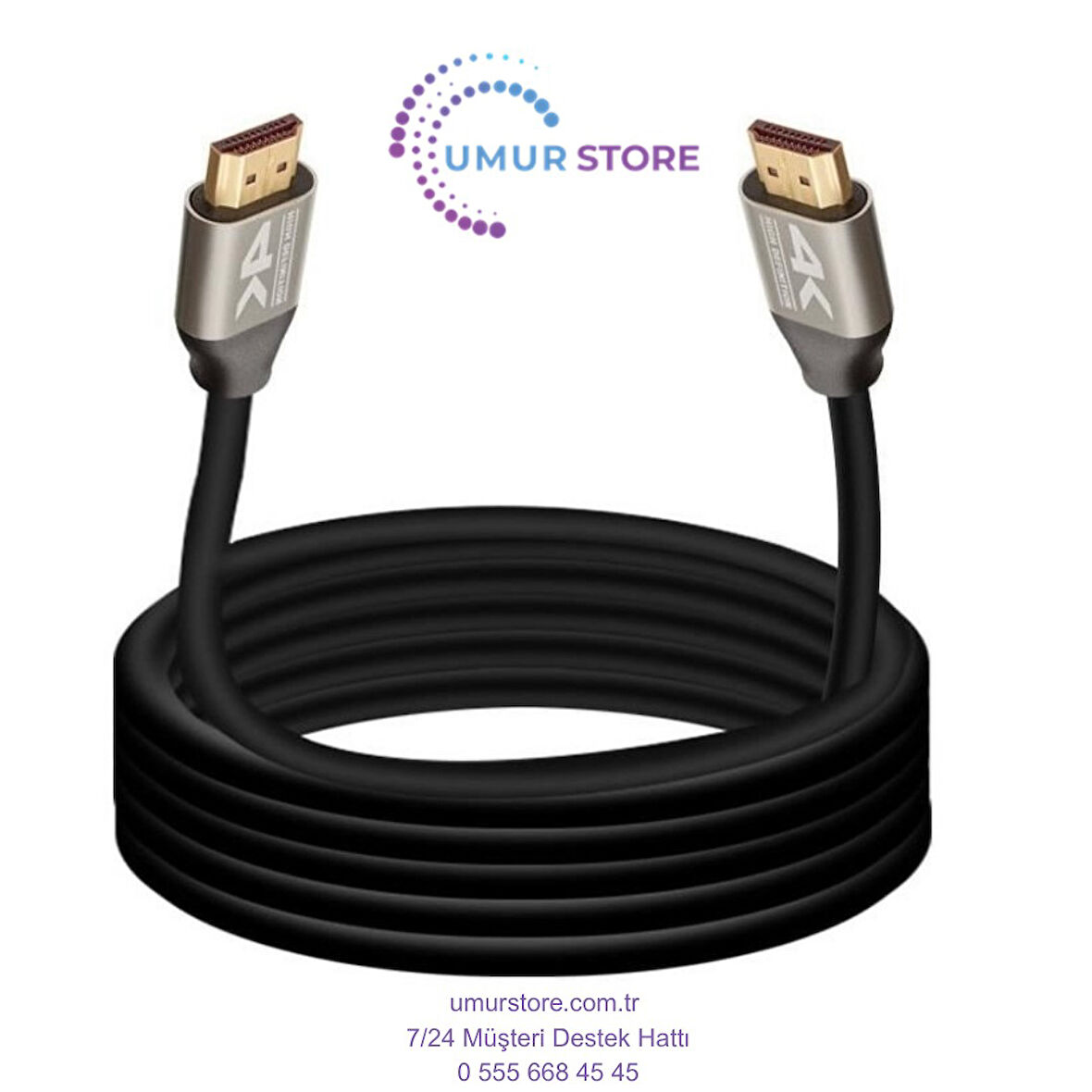 25 Metre 4K HDMI Kablo Erkek-Erkek – Altın Uçlu, 18GBPS, Arc & Ethernet Destekli