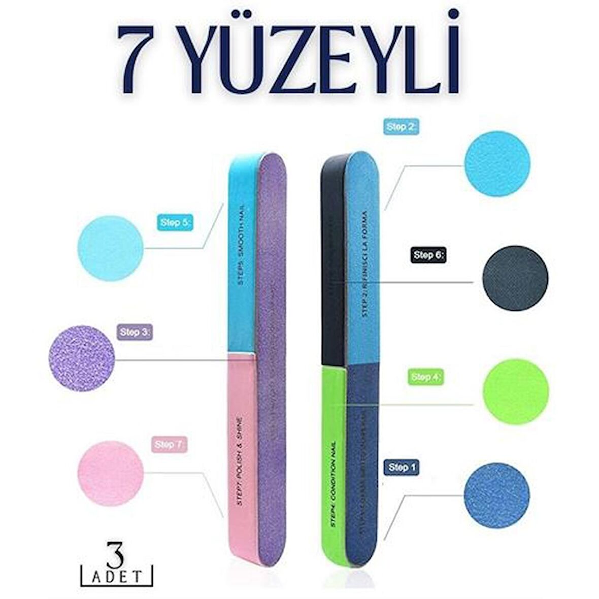 TransForMacion 7 Yüzeyli Tırnak Törpü ve Parlatma Süngeri 3 Adet 718790