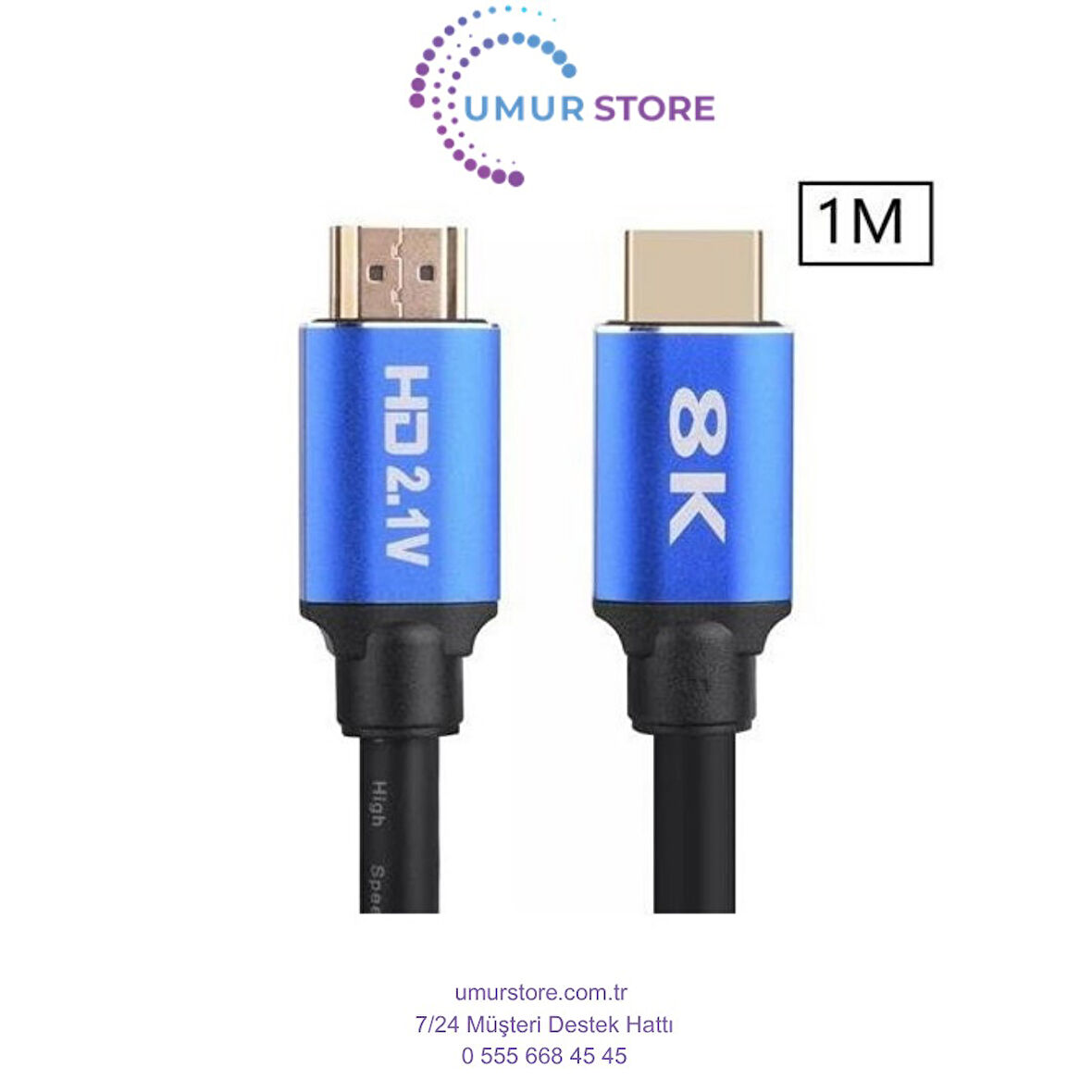 8k Ultra Hd 2.1V 48GBPS Altın Kaplama HDMI Kablo UHD 1 Metre