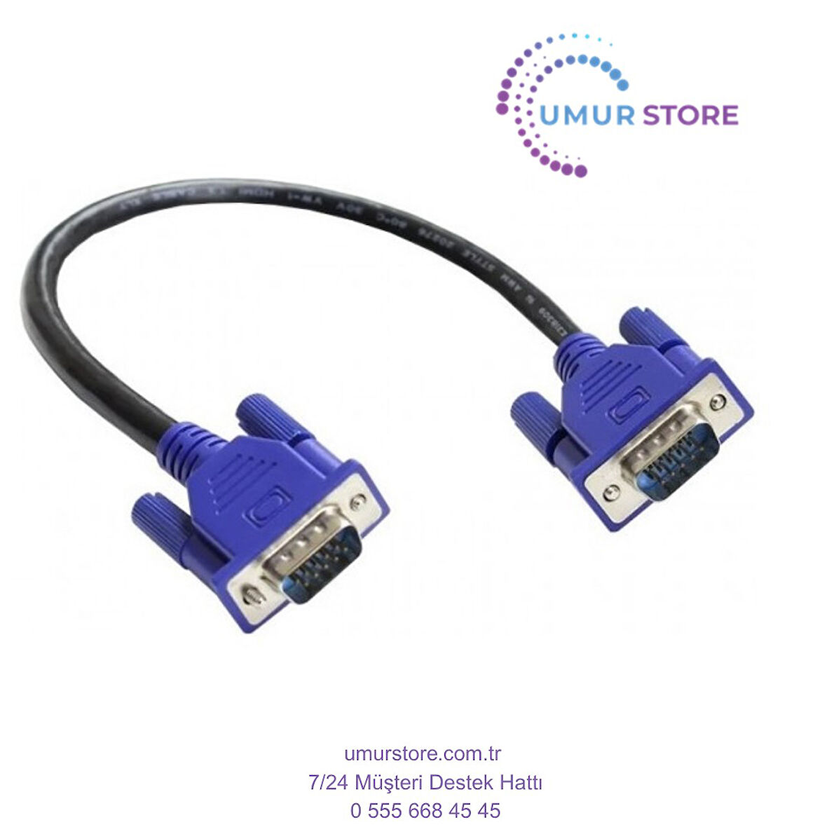 15 Pin Erkek Erkek VGA Kablo 50 cm VGA Kablo Yarım Metre VGA Kablo