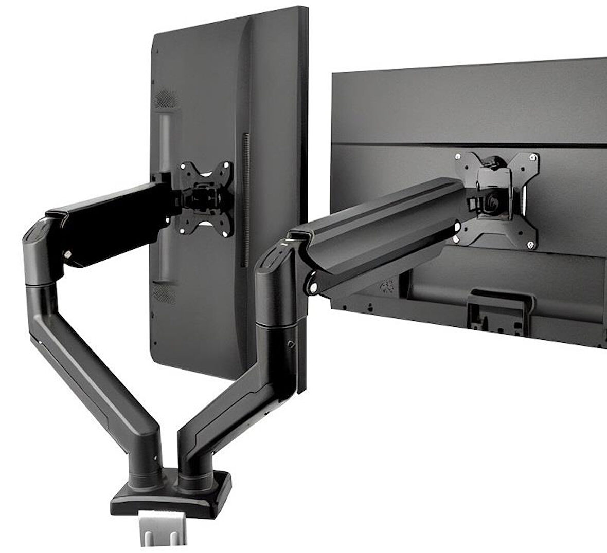 17-32 ” 2’li Monitör Tutucu İki Kollu Hareketli Oynar Askı Asma Aparatı-Masaüstü