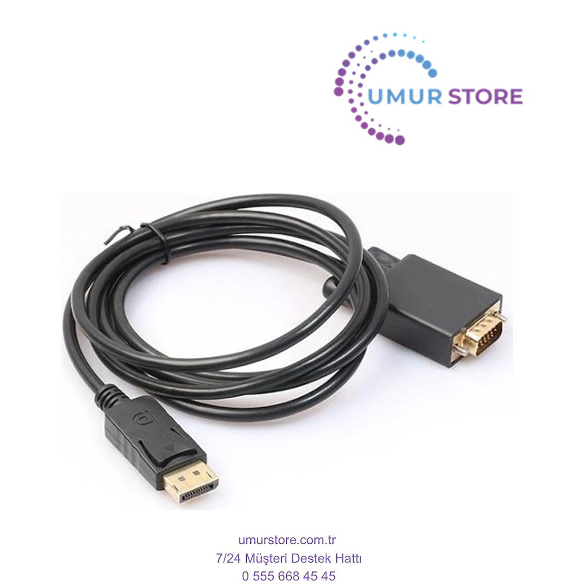 Display Port To VGA Kablo Display VGA Dp To VGA 1.8m Displayport Erkek VGA Erkek Kablo 1.8 Metre Çevirici Dönüştürücü