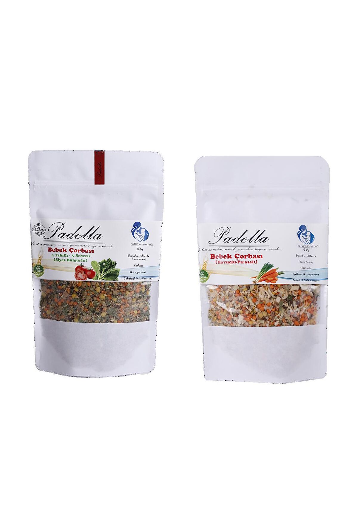 Bebek Çorbası 4 Tahıllı 5 Sebzeli  ve Havuçlu 60 Gr x2 Pırasalı İkili Set Tanışma Paketi