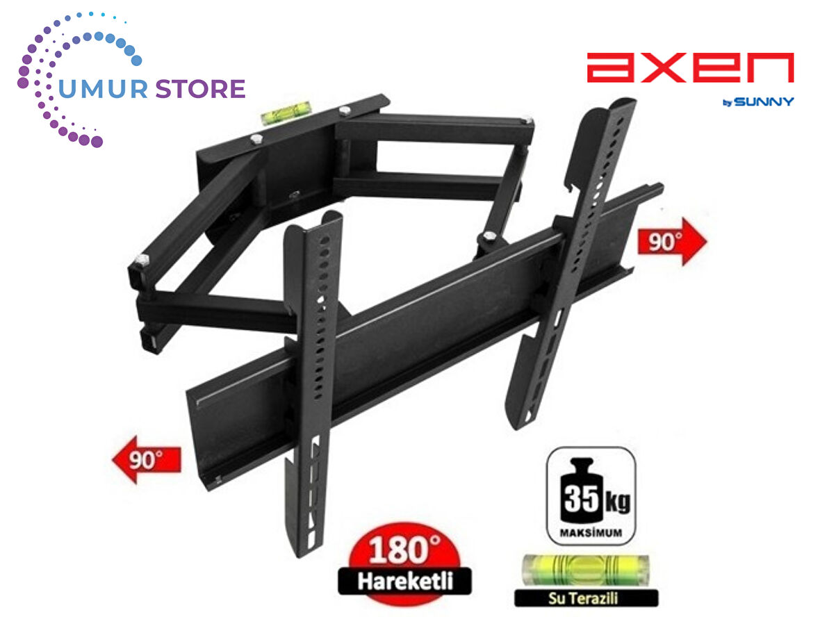 Axen AX32DAB04-TNR 32'' Dahili Uydu Alıcılı HD Ready 32- 55 inç Çift Kollu Hareketli Lcd Led Tv Askı Aparatı