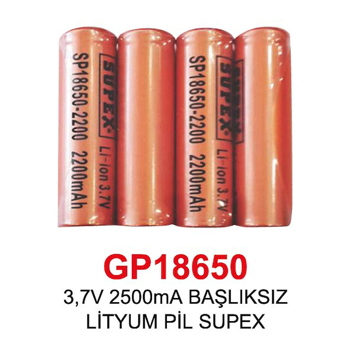 3,7V 2500mA BAŞLIKSIZ LİTYUM PİL SUPEX