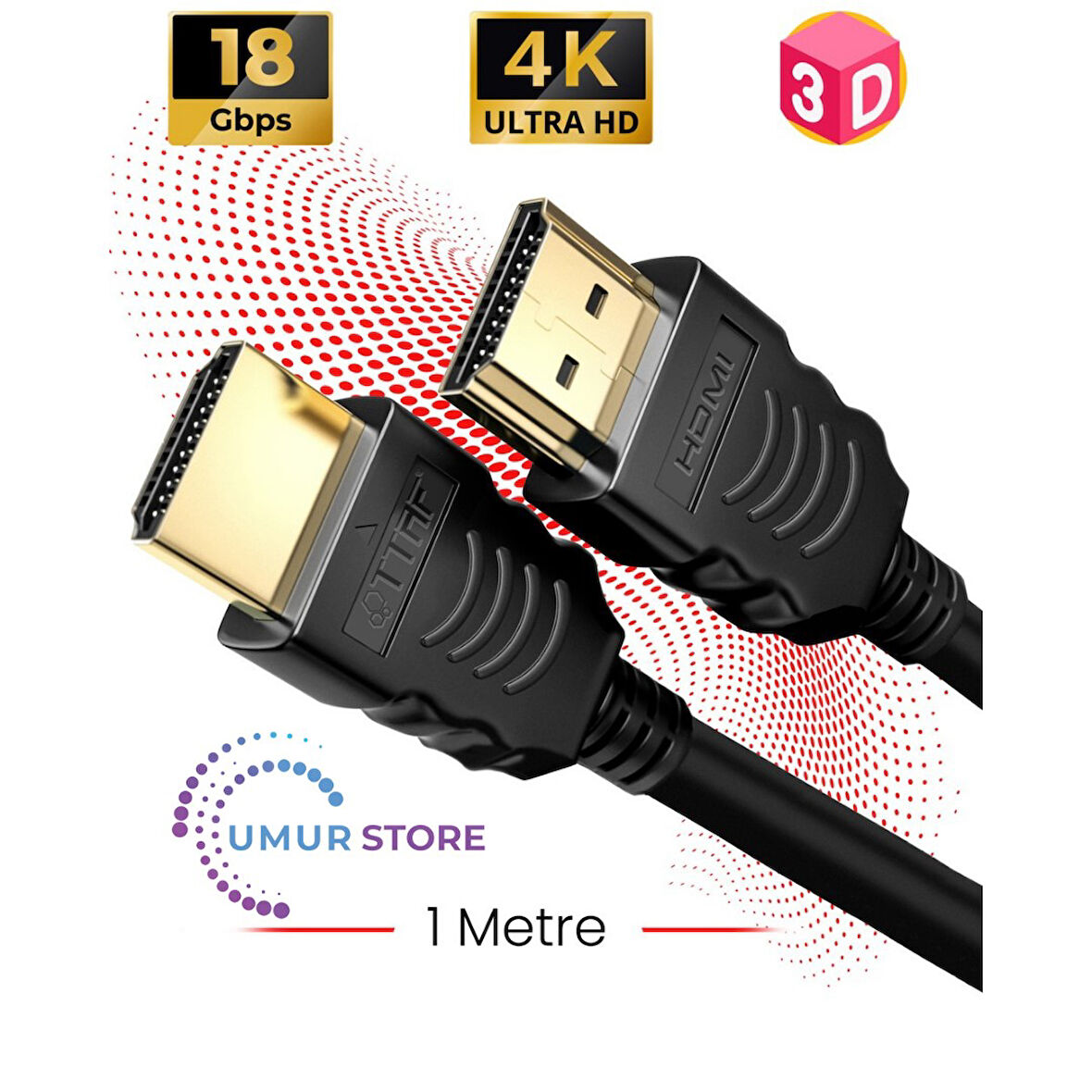 HDMI 2.0 4K Ultra Hd 60 Hz Ses ve Görüntü Aktarım Kablosu 1 Metre