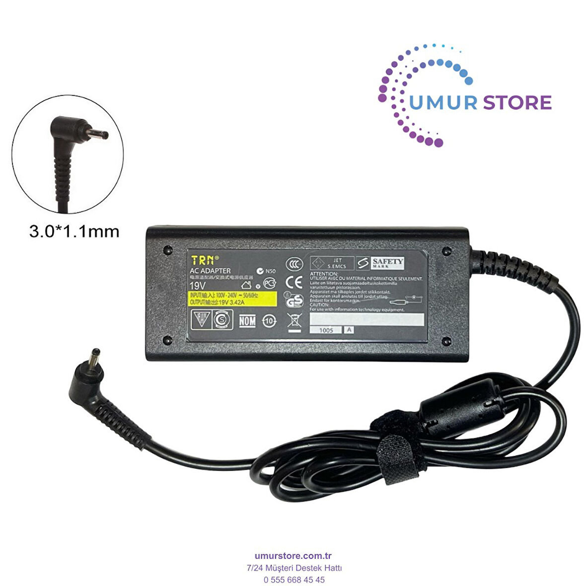 Chicony A18-065N3A 3.0x1.1mm Notebook Adaptörü