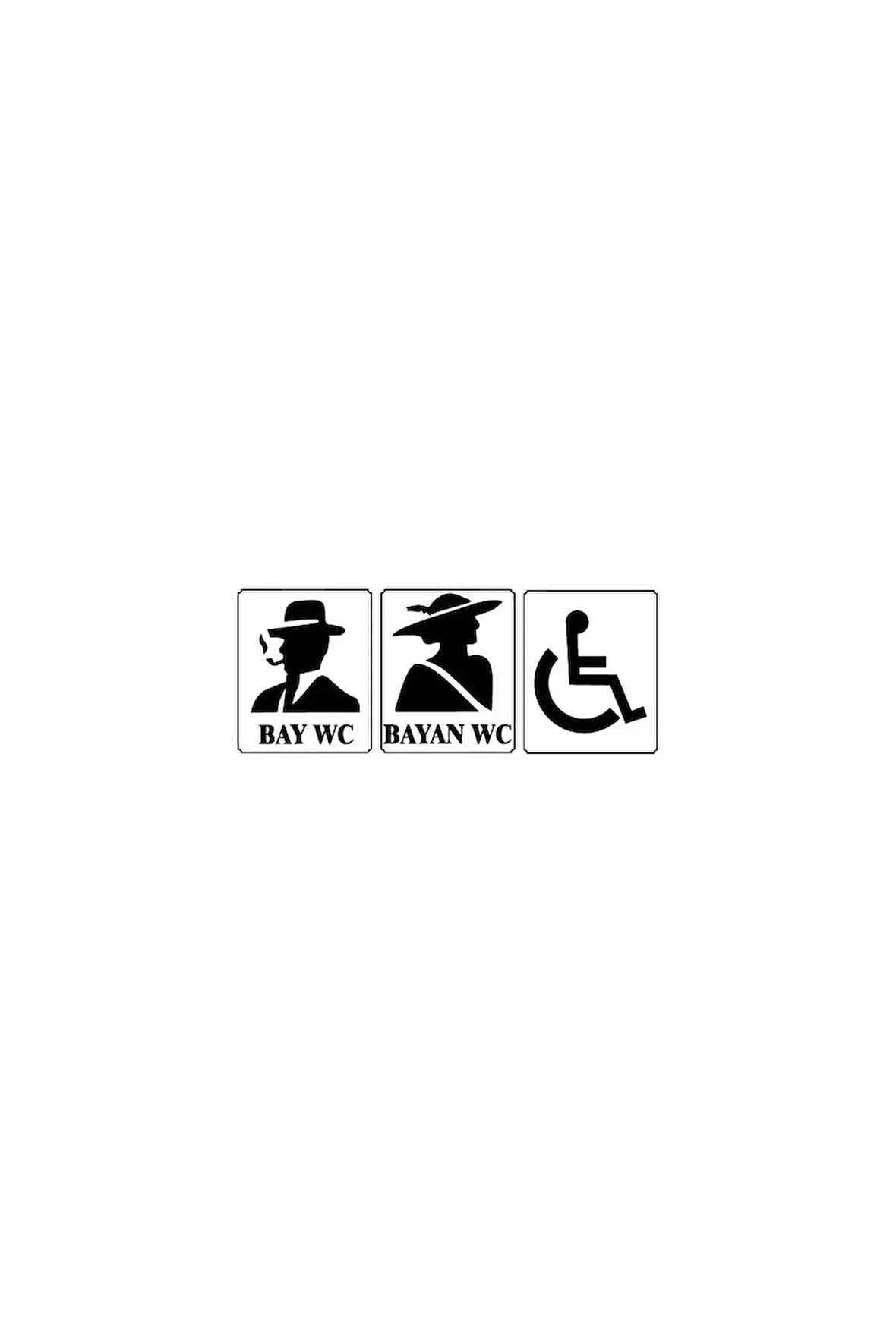 WC Üçlü Set - Araç, Oto, Laptop, Duvar Uyumlu Sticker 25*10 Cm