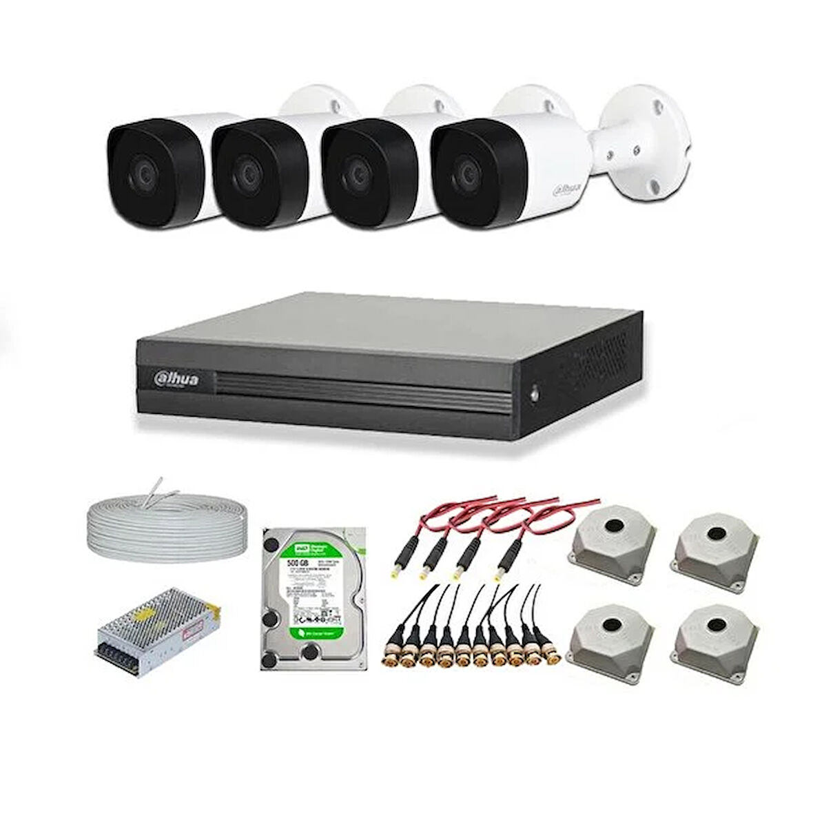 Dahua 2mp 4 Kameralı Dış Ortam Ahd Hd-cvi Full Kamera Seti 500gb Disk