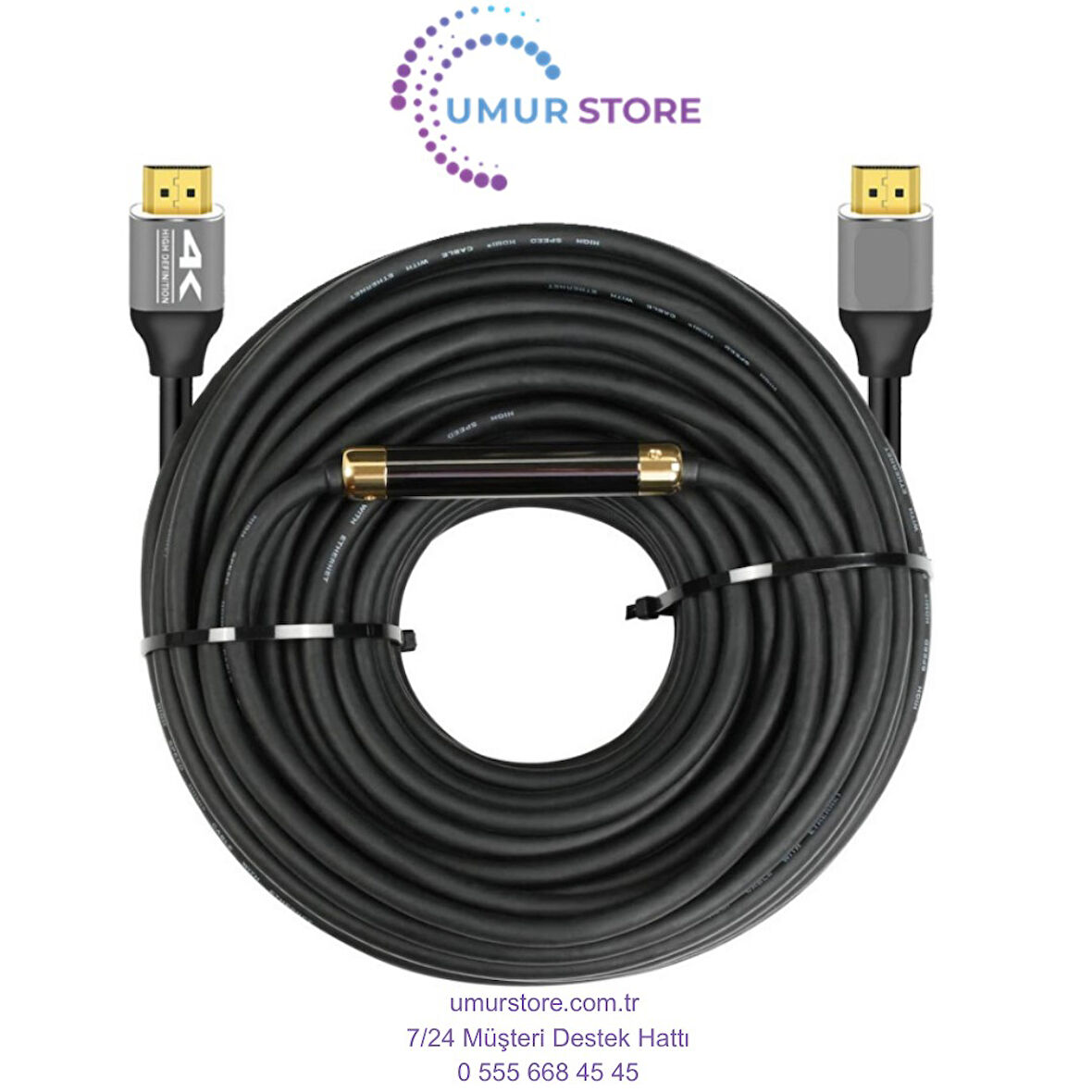 40 Metre 4K HDMI Kablo Erkek-Erkek – Altın Uçlu, 18GBPS, Arc & Ethernet Destekli