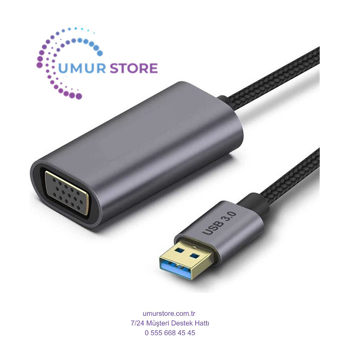 USB 3.0 To VGA Dönüştürücü 1080P Full Hd Görüntü Aktarım Kablosu Tak & Çalıştır
