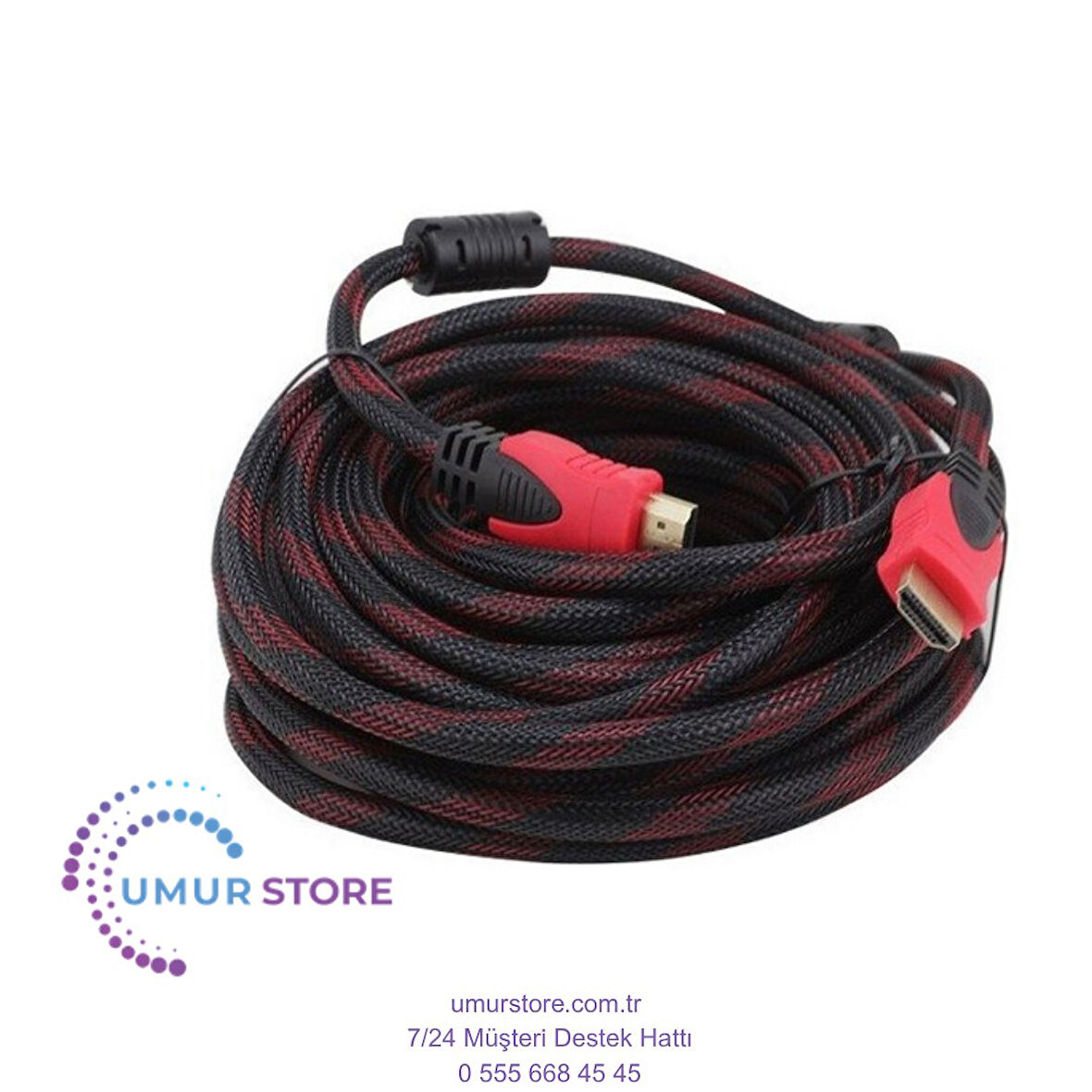 20 Metre Filtreli Hasır Sargılı Altın Uçlu Hdmi Görüntü Kablosu 3D 14V