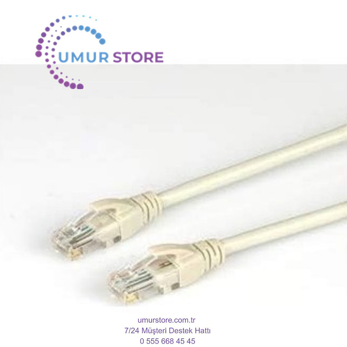 CAT5E RJ45 Ethernet Patch Internet Modem Kablosu 50CM, Beyaz