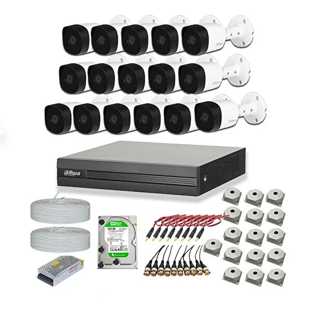 Dahua 2mp 16 Kameralı Dış Ortam Ahd Hd-cvi Full Kamera Seti 500gb Disk