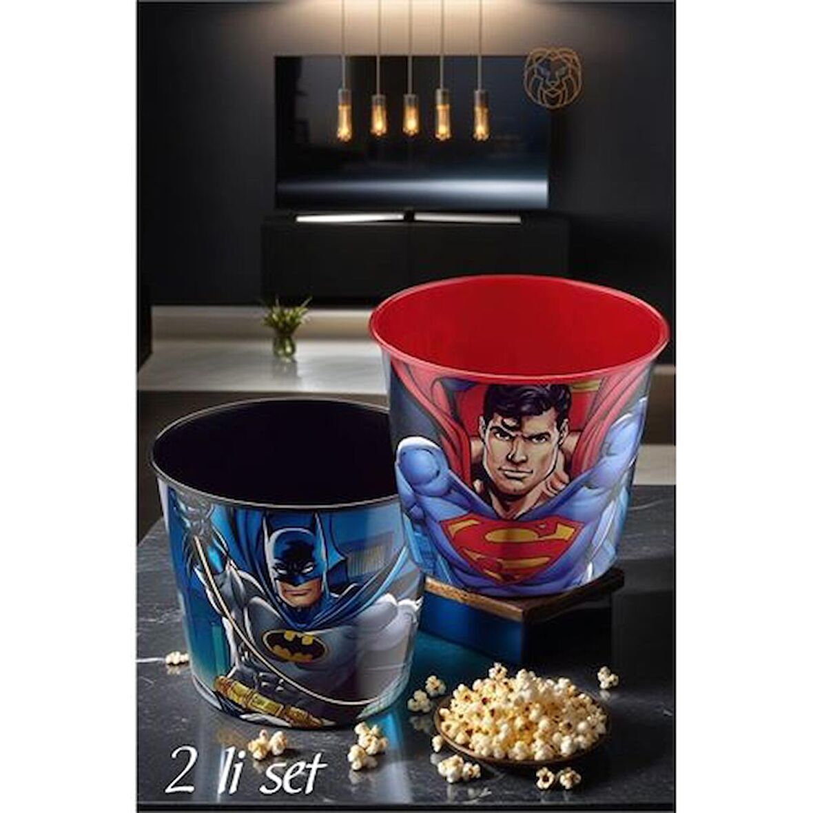 TransForMacion Superman Batman Patlamış Mısır Popcorn Kovası 2 li SET 719279