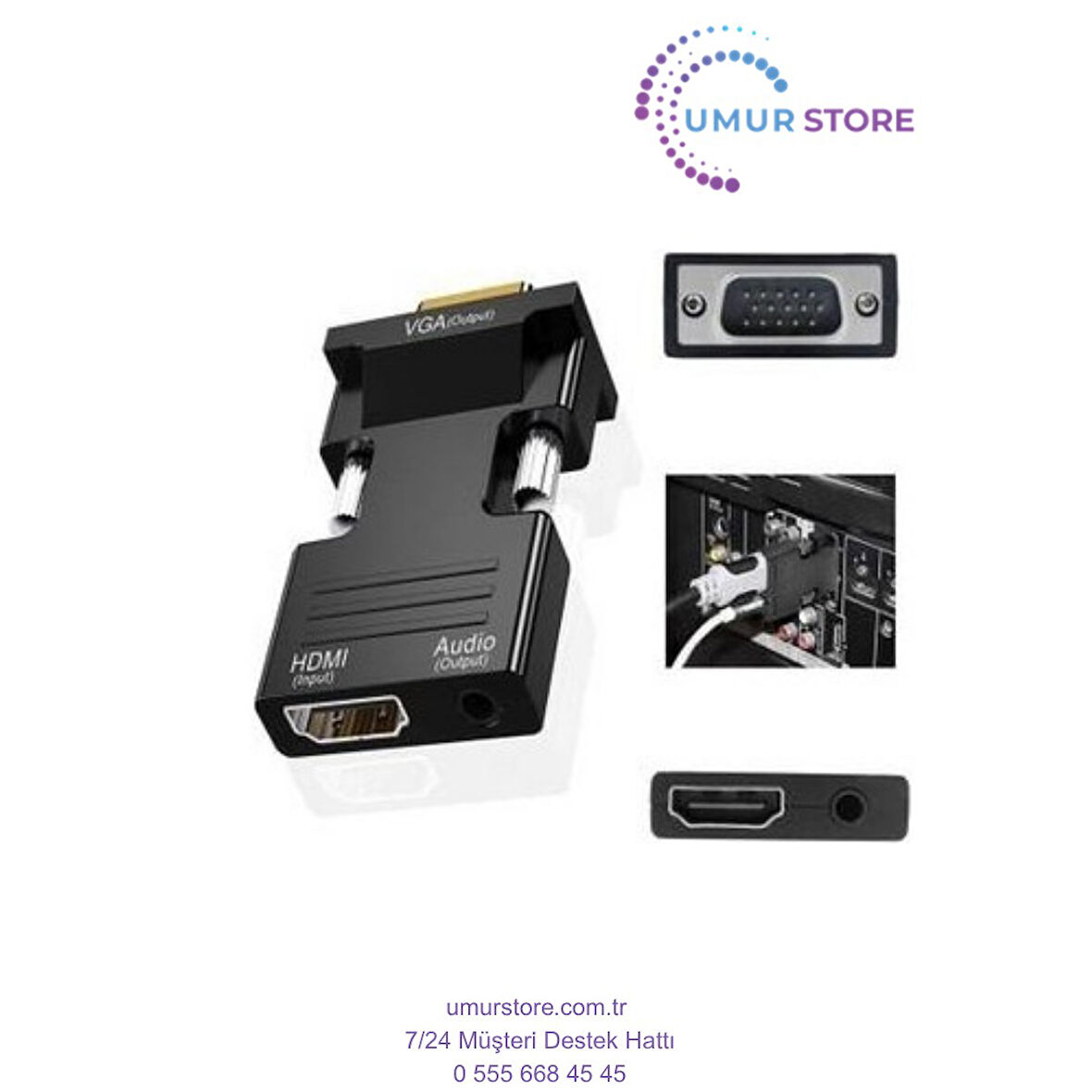HDMI VGA Çevirivi Dişi HDMI Erkek VGA Çevirici