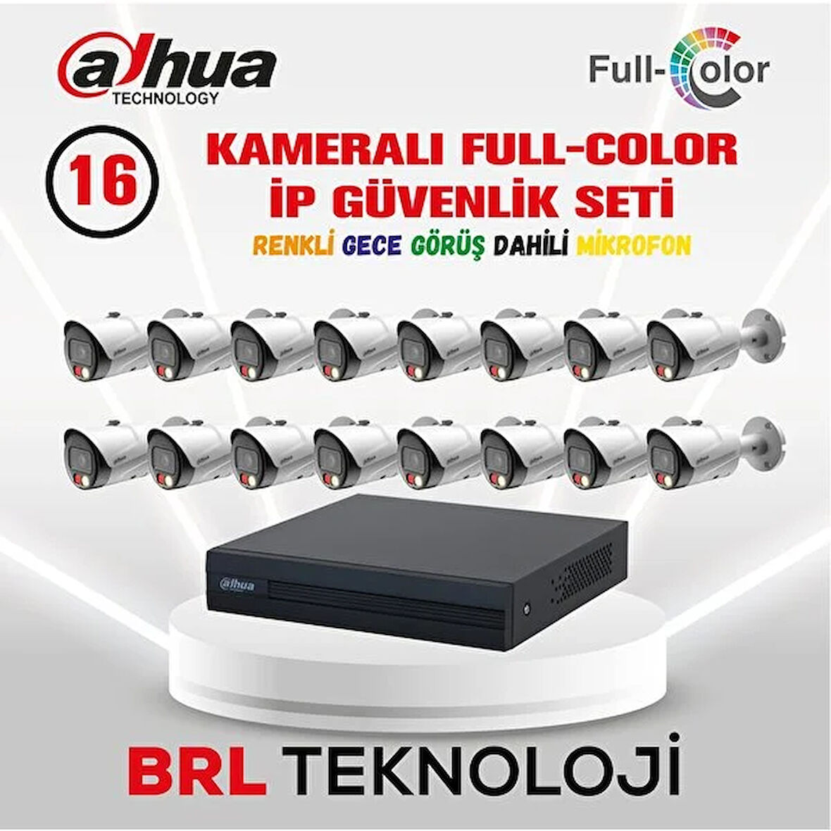 Dahua 16 Kameralı Full Color İp Güvenlik Kamera Seti
