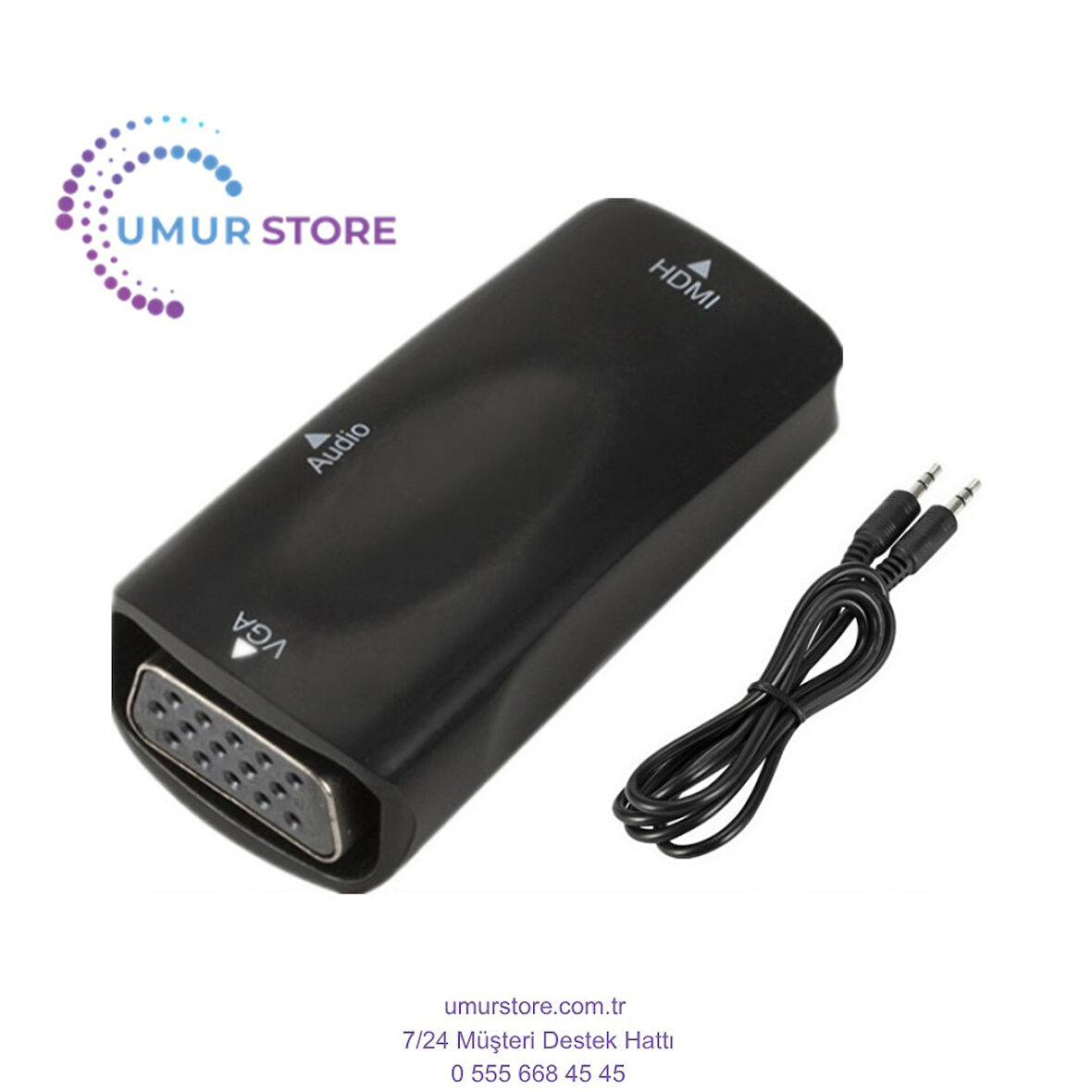 HDMI To VGA Monitör Ses Destekli Çevirici Dönüştürücü Adaptör Dişi-Dişi