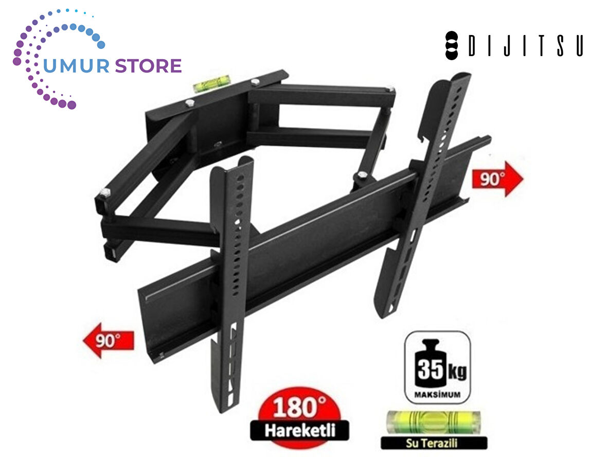 Dijitsu 32 D 18000 32'' Uydu Alıcılı HD 32- 55 inç Çift Kollu Hareketli Lcd Led Tv Askı Aparatı
