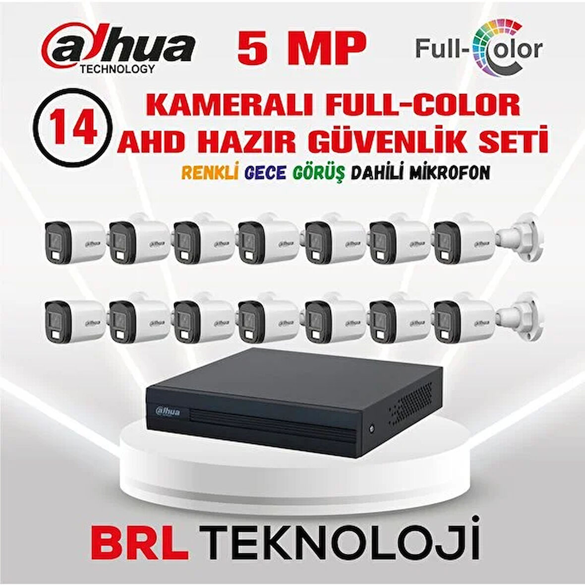 Dahua 5 Mp 14 Kameralı Sesli 30 Metre Renkli Gece Görüşlü Full Hd Kamera Seti