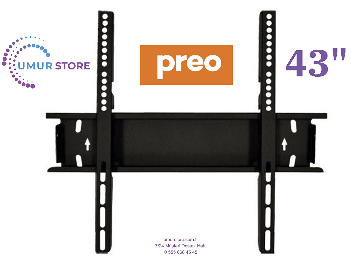 Preo Pr43dg27000 43'' 95 cm Ekran Uydu Alıcılı FHD 42”, 43”, 49”, 50” Uyumlu Lcd Led TV Sabit Duvar Askı Aparatı