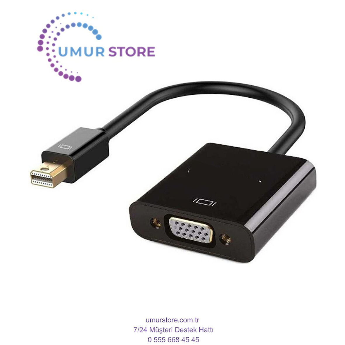 VGA To Mini Display Port Dönüştürücü Adaptör 1080P Full Hd 60Hz Görüntü Aktarım