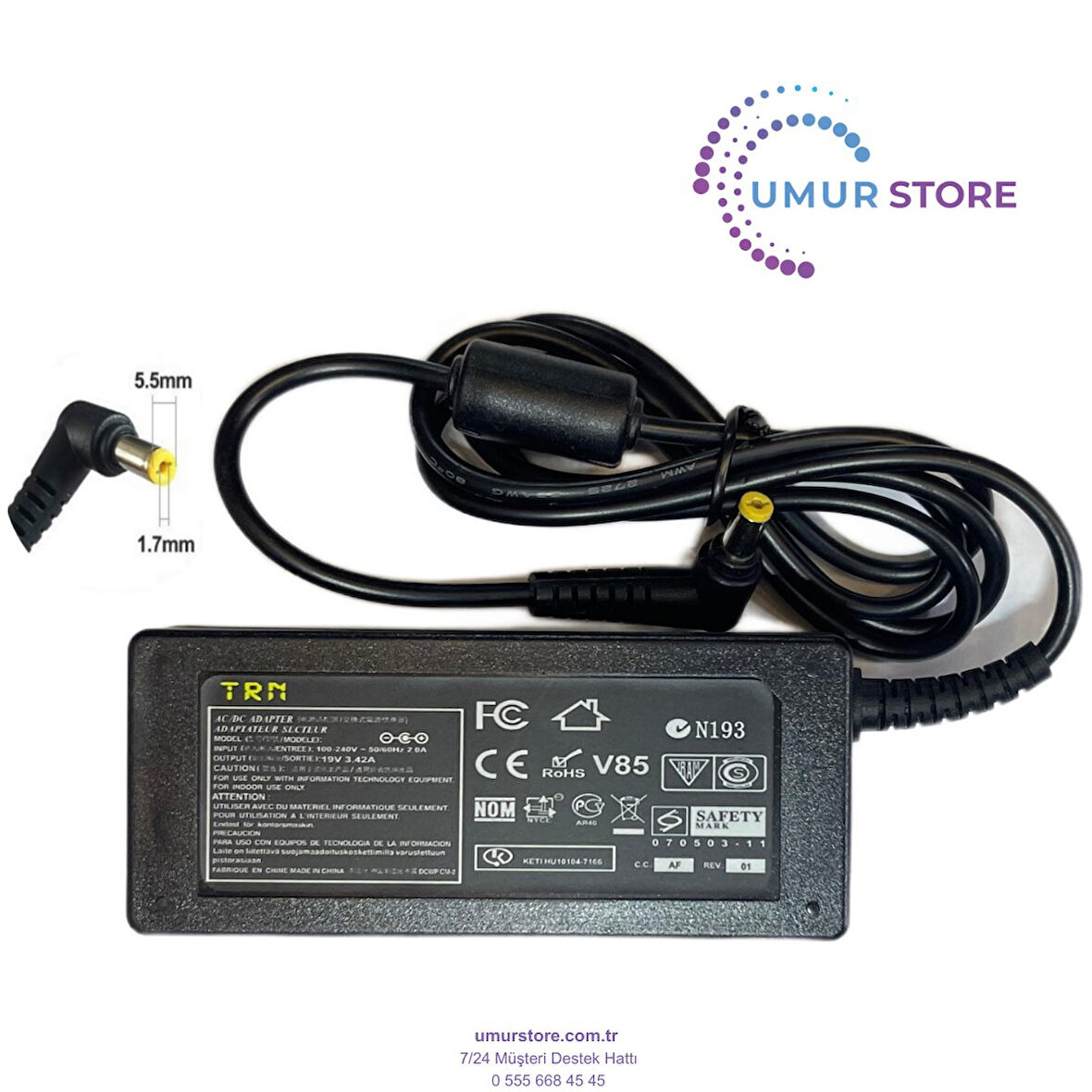 Acer AC-OK065B13 5.5x1.7mm Notebook Adaptörü