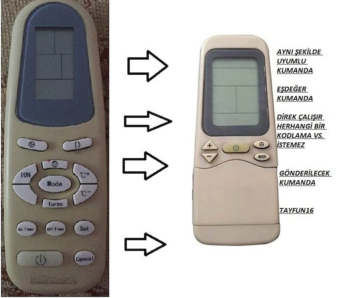 REGAL Klima Kumandası – Eşdeğer