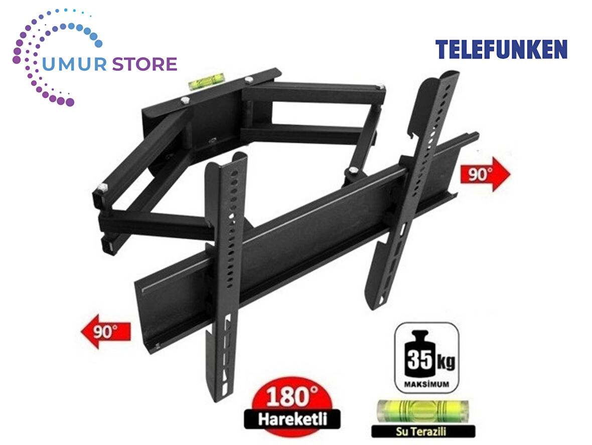 Telefunken D43V850M5CWH 43” ULTRAHD SMART DOLBY ATMOS 32- 55 inç Çift Kollu Hareketli Lcd Led Tv Askı Aparatı