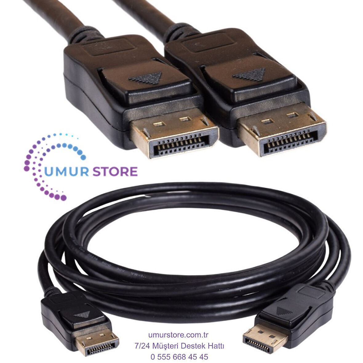 Displayport Kablo - 19 Pin - 165 Hz Destekli - 21 Gbit, 1 metre