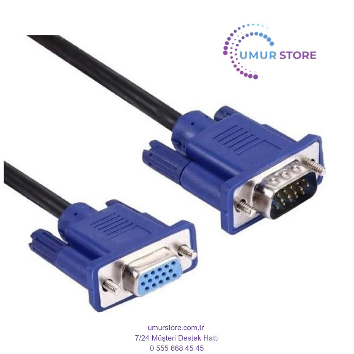 1.5m VGA To VGA Monitör Ekran Uzatma Ekleme Kablosu 15 Pin Dişi Erkek