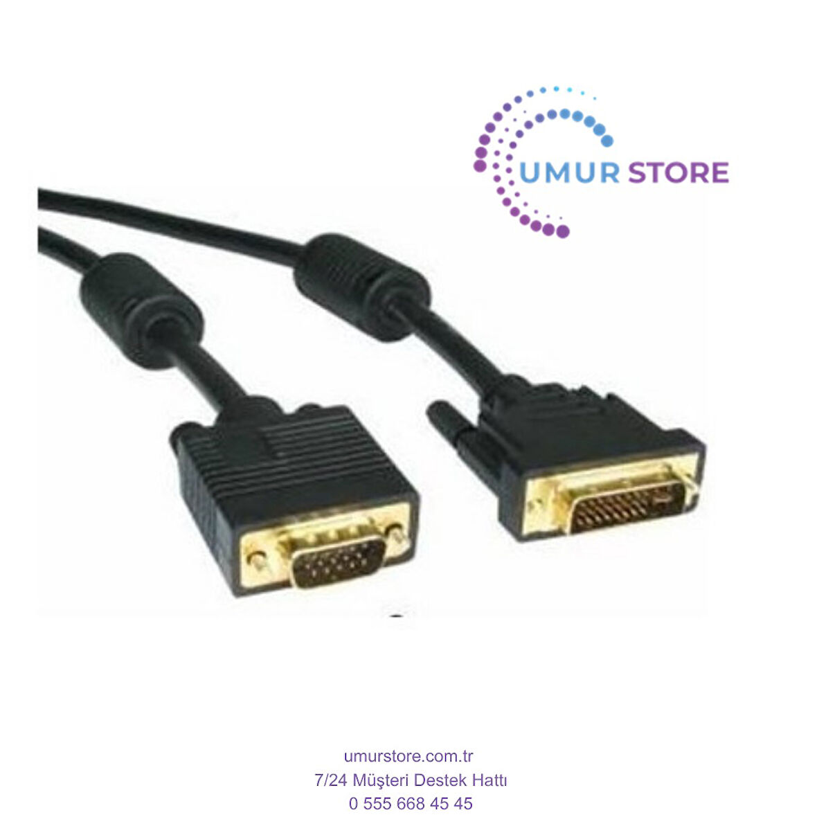 DVI VGA Kablo 1.8 Metre 24+5 DVI VGA Kablo