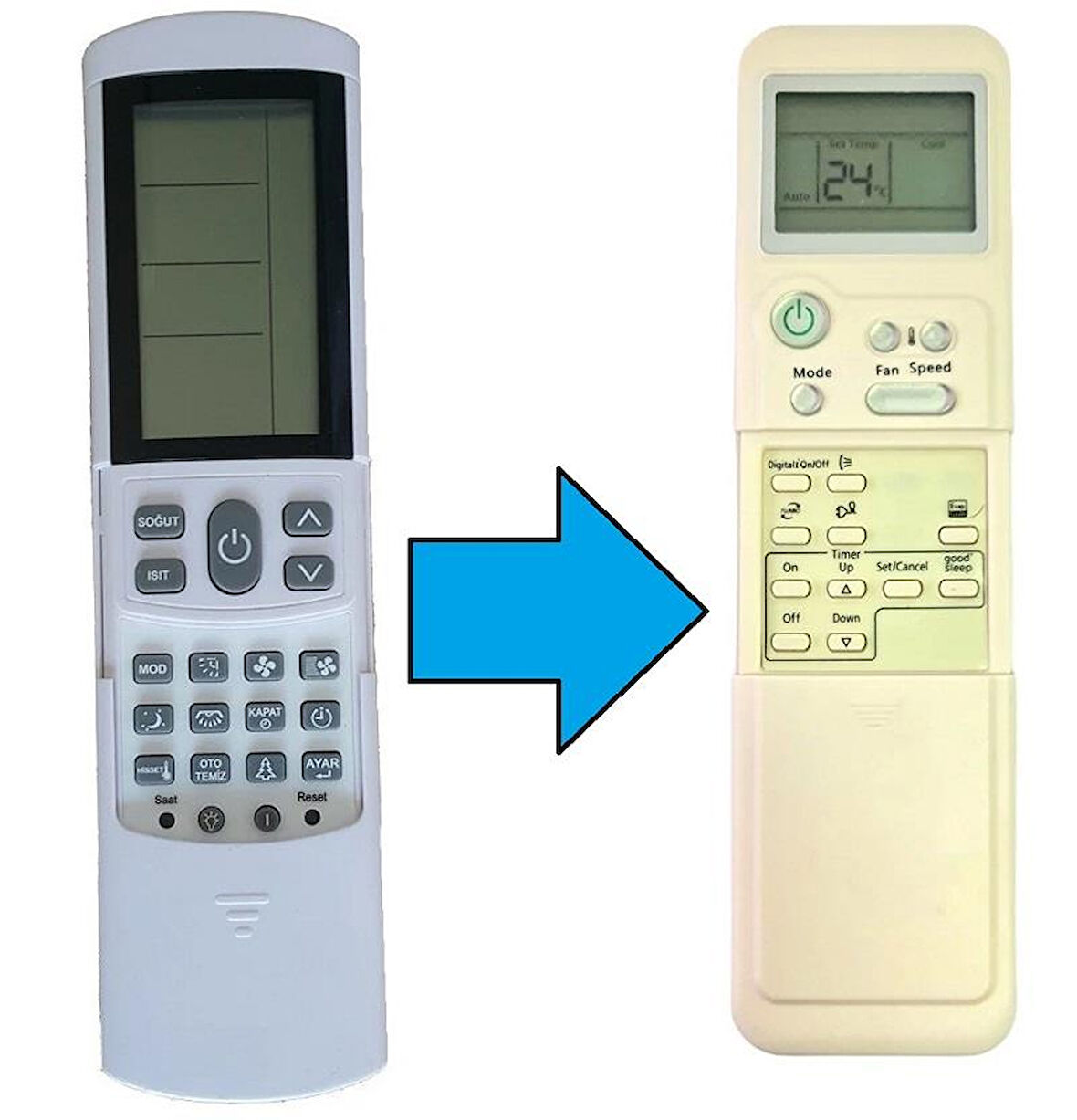 Vestel İnverter Klima İle Uyumlu Kumanda-Resimde Sağdaki Gönderilir