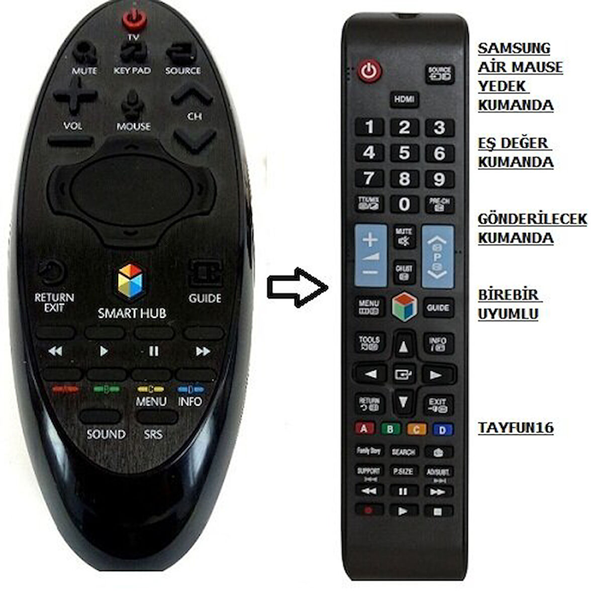 SAMSUNG ile uyumlu SİHİRLİ AIR MAUSE SMART TV YEDEK KUMANDASI