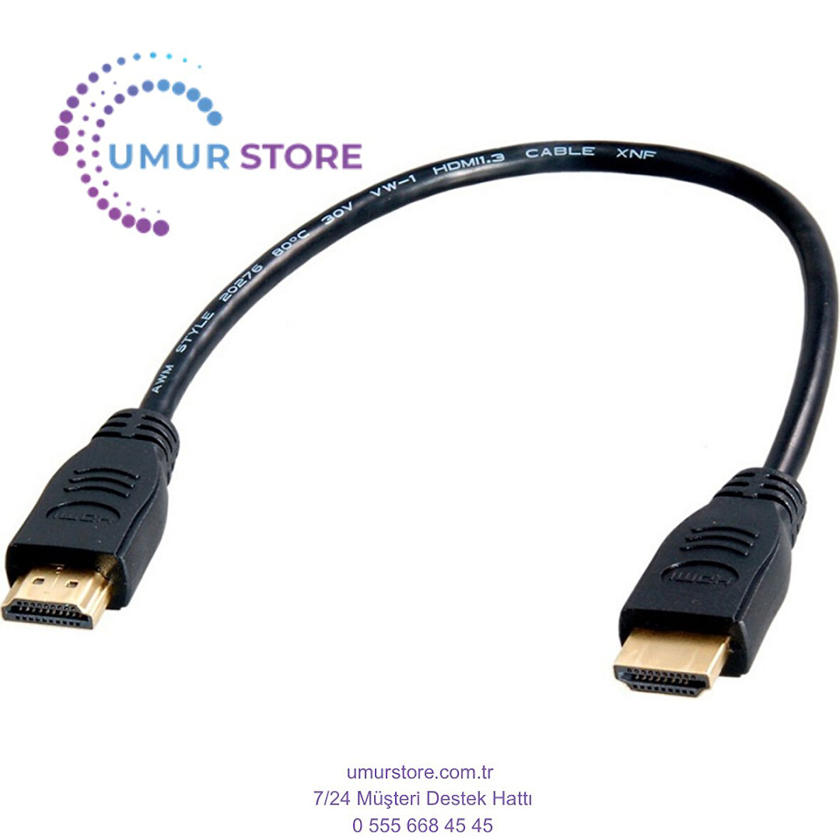 HDMI To HDMI 30CM Kısa HDMI Kablo Altın Uçlu Full Hd 3D LCD LED Ps3 Uydu Receiver