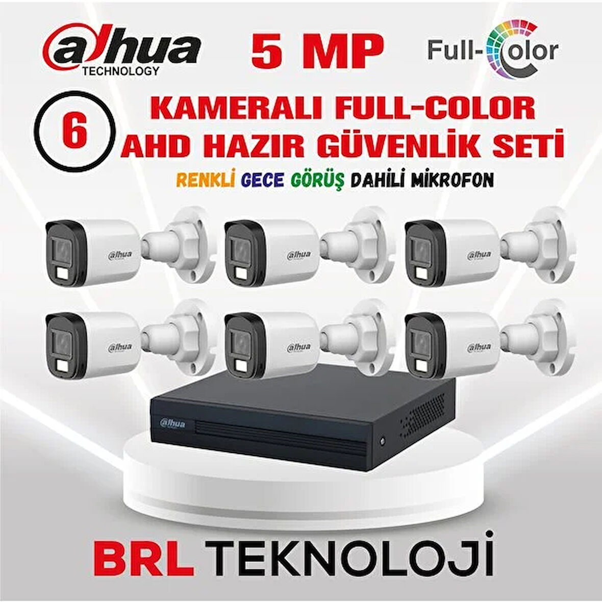 Dahua 5 Mp 6 Kameralı Sesli 30 Metre Renkli Gece Görüşlü Full Hd Kamera Seti