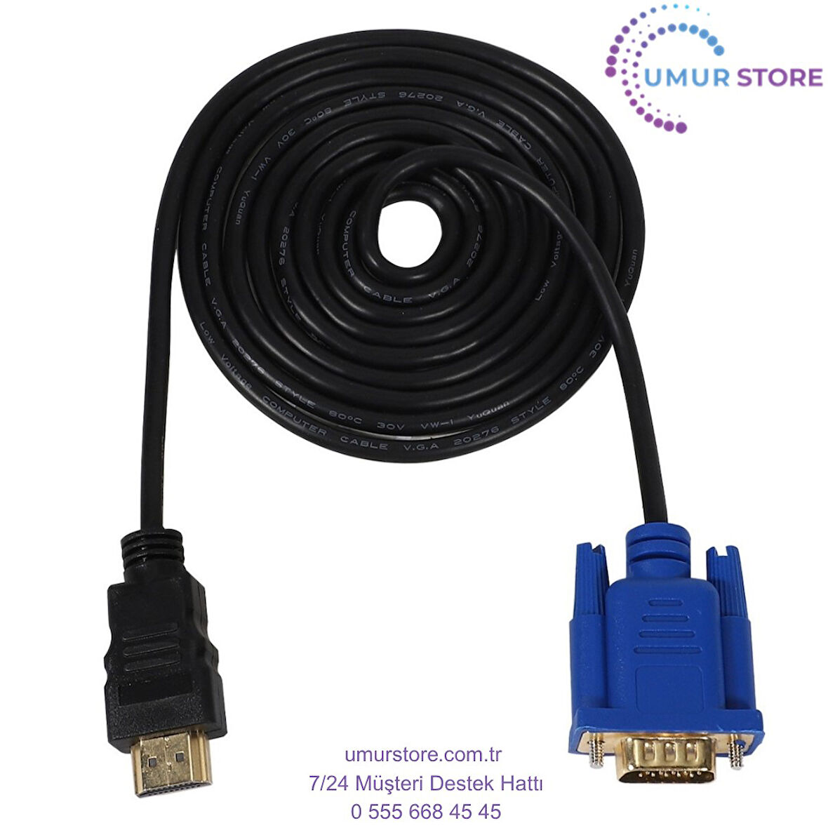 Hdtv HDMI Altın Erkek - VGA Erkek 15PIN Adaptör Kablosu 6ft 1.8m 1080P (Yurt Dışından)