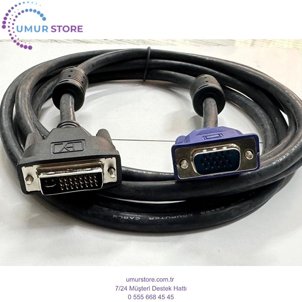 3 Metre DVI VGA Kablo 24+5 DVI VGA Kablo