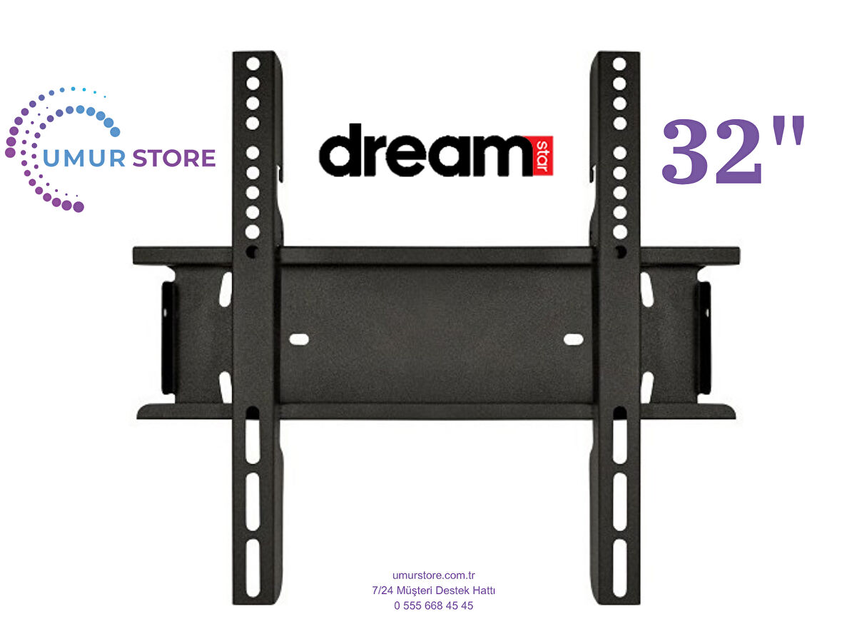 Dreamstar 32DSE101 32'' 82 CM Uydulu Smart 32”, 39”, 40” Uyumlu Lcd Led TV Sabit Duvar Askı Aparatı