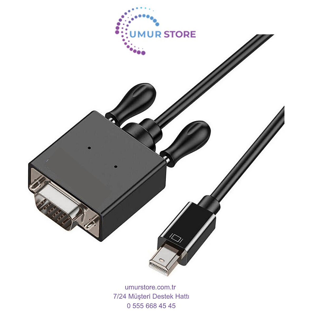 VGA To Mini Display Port Kablo 183 cm 1080P Full Hd 60Hz Görüntü Aktarım Kablosu