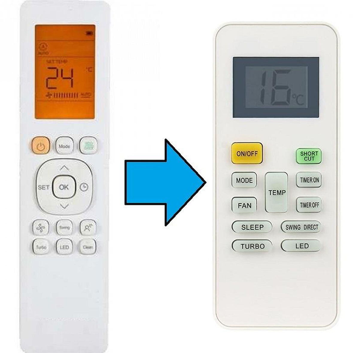 Samsung ile uyumlu Klima Kumandası-Resimde Sağdaki Gönderilir