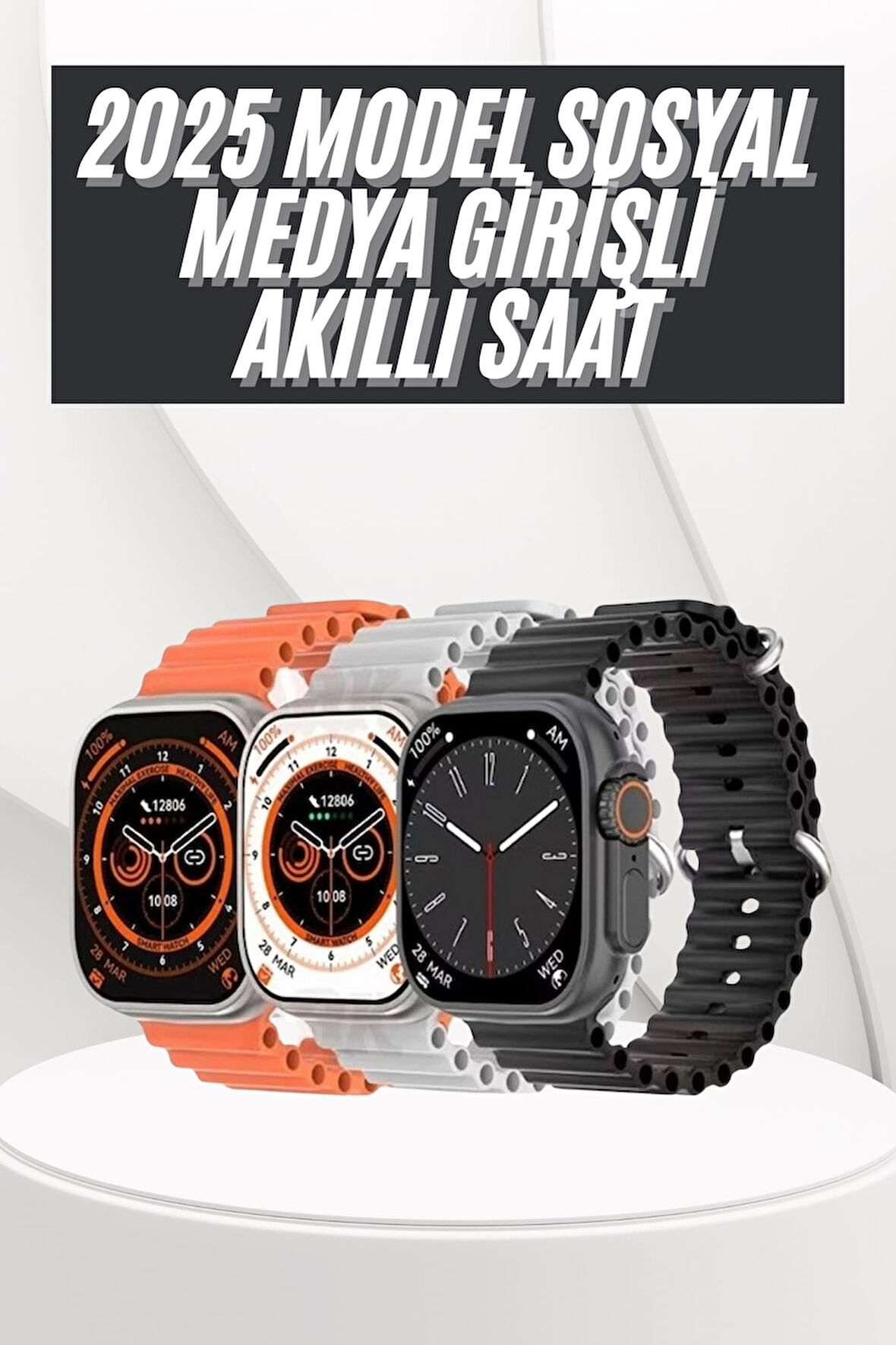 Yeni Nesil Akıllı Saat Uyku ve Sağlık Takibi Titeşimli Sesli Arama Mesaj ve Bildirim Görme