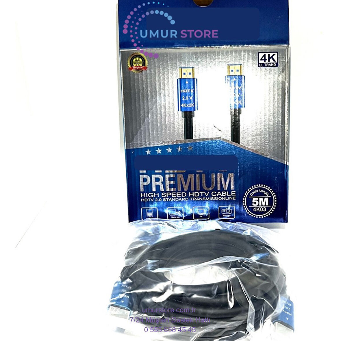 5 Metre HDMI Kablo 2.0V 4K Ultra Hd 4k*2k High Performance 19+1 Ethernet 5m HDMI Cable