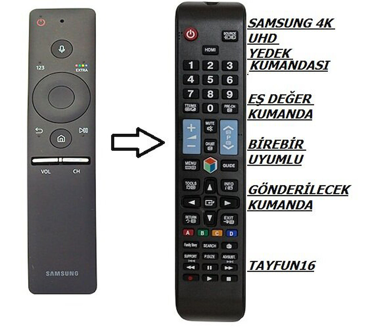 Uyumlu Samsung ile uyumlu 65NU7500 Yedek Kumandası